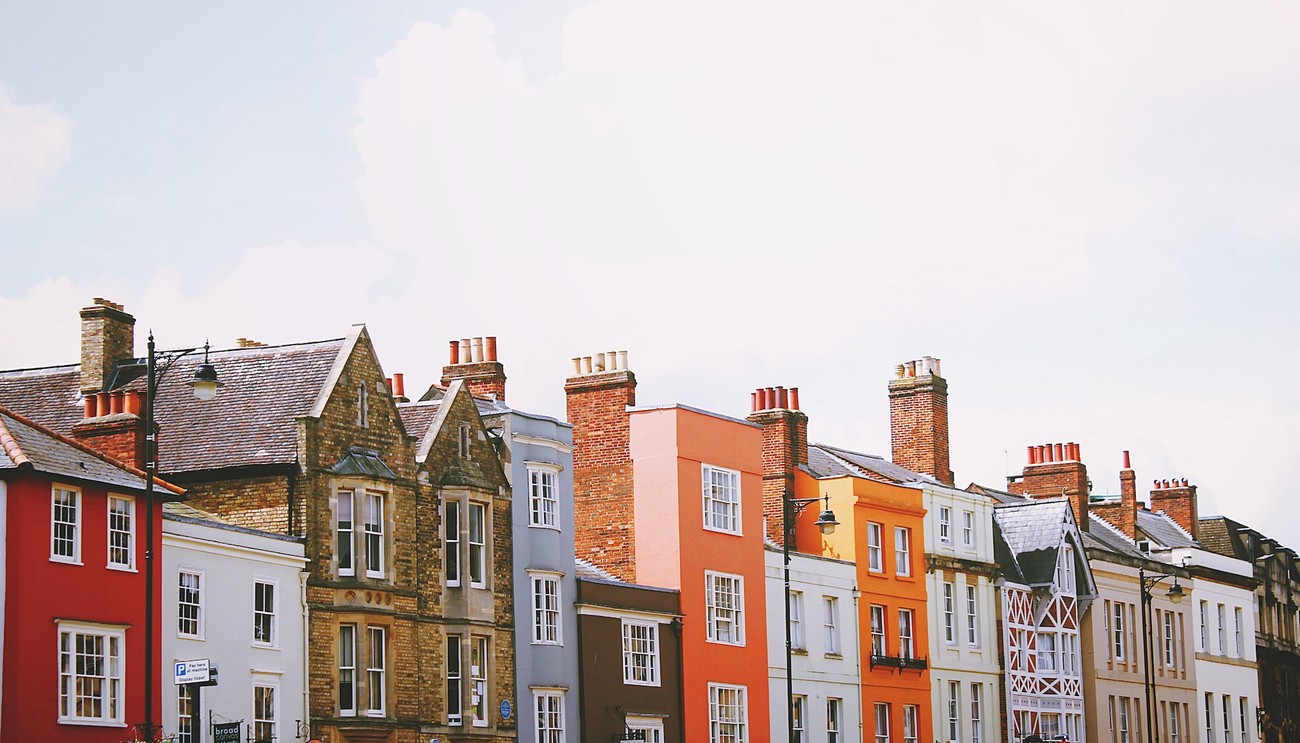 Houses in sunset